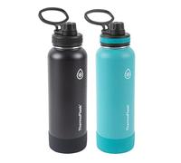 ThermoFlask 40 oz Double Wall Vacuum Insulated Stainless Steel 2-Pack of Water Bottles, Onyx Black/Splash