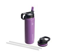 Thermoflask Double Stainless Steel Insulated Water Bottle with Two Lids, 24 Ounce, Plum