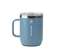 Thermoflask Insulated Drinkware - 12 oz Push 'N Sip Mug with Leak-Proof Lid & Handle - Stainless Steel Beverage Cup - Portable for Coffee & Tea - Dusty Blue