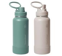 ThermoFlask Stainless Steel Water Bottle, 32 oz, Double Wall Vacuum Insulated, Leakproof, 2-Pack (Sage/Light Beige)