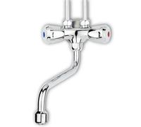 Thermoflow QMIX10 Two-Handle Mixer tap for top Table Storage, Chrome, (H x B x T): 240 x 100 x 40 mm