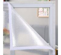 Thermofolie Fenster Gegen Kälte Durchscheinend, 4mm Doppelt Verdickt Mit Luftpolsterfolie, Kälteschutzfolie Fenster Fenster-isolierfolie Wärmedämmung, Selbstklebend(White,W61cm X H140cm)