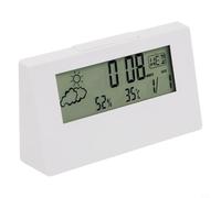 Thermohygrometer Clock with Luminous Weather Display and Electronic Alarm for Home Office School Use, Temperature Humidity with Night Light Feature (White Night Light)
