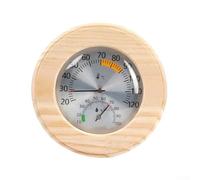 Thermohygrometer for Sauna Rooms Built with Solid Wood Housing to Withstand Sustained High-Temperature Exposure (Black pointer)