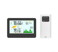 Thermohygrometer with Indoor Outdoor Display Backlight Memory Function Weather Forecast Arrows and Humidity Comfort Alerts (Black)