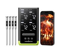ThermoMaven Smart Bluetooth Wireless Meat Thermometer with Standalone Base, 6 Sensors with NIST Certified Accuracy, Long Range WIFI Stability, 4 Probes for Grill, Smoker, Oven, BBQ, Green