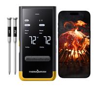 ThermoMaven Wireless Bluetooth Smart Meat Thermometer: Standalone Base, Smart WiFi Thermometer with Sub-1G, 6 Sensors NIST Certified Accuracy, 2 Probes, for BBQ, Grill, Oven, Smoker (Soft Yellow)