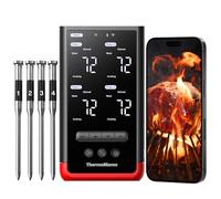 ThermoMaven Wireless Meat Thermometer with 4 Probes - Bluetooth 5.3 & WiFi Unlimited Range, 6 Sensors, ±0.3℃ Accuracy, IPX8 Dishwasher Safe, Smart Display Base, for BBQ Oven Smoker Air Fryer