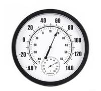 Thermometer with Hygrometer for Indoor Outdoor Placement Round Face Design for Easy Reading from a Distance (Black)