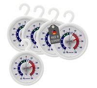 Thermometerwelt Refrigerator & Freezer Thermometer, 5 pieces, Analog, -50 °C to + 50 °C, Plastic, White, Model 4951