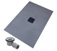 Thermopanel Centre Black Square Drain Wet Room Shower Tray Former - Solid & Tile-On Grate - 1200 X 1000 X 20mm