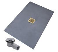 Thermopanel Centre Gold Square Drain Wet Room Shower Tray Former - Leaf Patterned Grate - 900 X 900 X 20mm