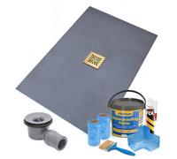 Thermopanel Centre Square Drain Wet Room Shower Tray Former - 1400 X 900 X 25mm - Gold Sunburst Grate Design And Tanking Kit
