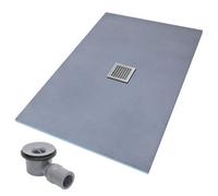Thermopanel Centre Stainless Steel Square Drain Wet Room Shower Tray Former - Squares Patterned Grate - 1500 X 800 X 25mm