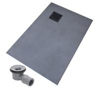 Thermopanel Corner Black Square Drain Wet Room Shower Tray Former - Leaf Patterned Grate - 1200 X 900 X 20mm (Right)