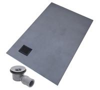 Thermopanel Corner Black Square Drain Wet Room Shower Tray Former - Leaf Patterned Grate - 1300 X 900 X 25mm