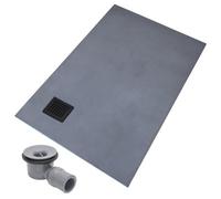 Thermopanel Corner Black Square Drain Wet Room Shower Tray Former - Squares Patterned Grate - 1400 X 900 X 25mm