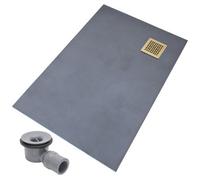 Thermopanel Corner Gold Square Drain Wet Room Shower Tray Former - Leaf Patterned Grate - 1200 X 900 X 20mm (Right)