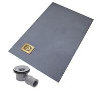 Thermopanel Corner Gold Square Drain Wet Room Shower Tray Former (Right) - Radial Patterned Grate - 1200 X 900 X 20mm