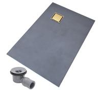 Thermopanel Corner Gold Square Drain Wet Room Shower Tray Former - Solid & Tile-On Grate - 1200 X 900 X 20mm (Right)
