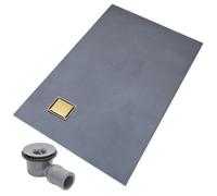 Thermopanel Corner Gold Square Drain Wet Room Shower Tray Former - Solid & Tile-On Grate - 1300 X 900 X 25mm