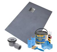 Thermopanel Corner Square Drain Wet Room Shower Tray - 1200 X 1000 X 20mm (Right) - Stainless Steel Spiral Grate And Tanking Kit