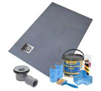 Thermopanel Corner Square Drain Wet Room Shower Tray - 1200 X 1000 X 20mm - Stainless Steel Radial Grate Design And Tanking Kit