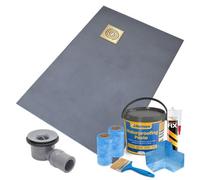 Thermopanel Corner Square Drain Wet Room Shower Tray - 1200 X 800 X 20mm (Right) - Gold Spiral Grate Design And Tanking Kit