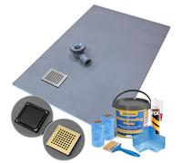 Thermopanel Corner Square Drain Wet Room Shower Tray Former, 900 x 900 x 20mm - Tile Grate - Gold