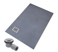 Thermopanel Corner Stainless Steel Square Drain Wet Room Shower Tray - Leaf Patterned Grate - 1300 X 900 X 25mm