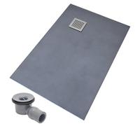 Thermopanel Corner Stainless Steel Square Drain Wet Room Shower Tray - Squares Patterned Grate - 1200 X 900 X 20mm (Right)