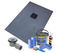 Thermopanel Offset Black Square Drain Wet Room Shower Tray Former And Tanking Kit - Solid & Tile-On Grate - 1400 X 900 X 25mm