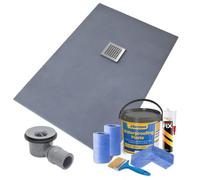 Thermopanel Offset Stainless Steel Square Drain Wet Room Shower Tray Former And Tanking Kit- Square Grate - 1200 X 900 X 20mm