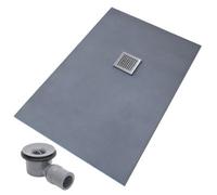 Thermopanel Offset Stainless Steel Square Drain Wet Room Shower Tray Former - Leaf Patterned Grate - 1800 X 900 X 25mm