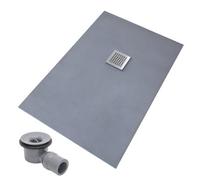 Thermopanel Offset Stainless Steel Square Drain Wet Room Shower Tray Former - Squares Patterned Grate - 1500 X 900 X 25mm