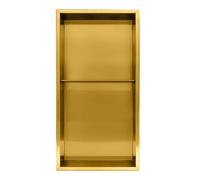 Thermopanel Satin Gold Stainless Steel Shower Niche Bathroom Wall Insert Storage - 305 x 610 x 80mm with Shelf