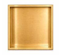 Thermopanel Satin Gold Stainless Steel Shower Niche Bathroom Wall Insert Storage Shelf - 305 x 305 x 80mm with LED Lighting