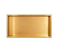 Thermopanel Satin Gold Stainless Steel Shower Niche Bathroom Wall Insert Storage Shelf - 610 x 305 x 80mm without LED