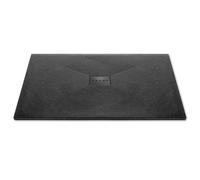 Thermopanel Smc Black Shower Trays Base Slate Stone Effect Textured Non Slip With Smc Holes Cover - 1400 X 1000mm