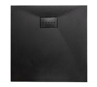 Thermopanel Smc Black Shower Trays Base Slate Stone Effect Textured Non Slip With Smc Holes Cover - 1600 X 800mm