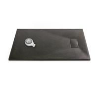 Thermopanel SMC Black Shower Trays Base Slate Stone Effect Textured Non Slip with Waste and Solid Cover - 1700 x 700mm
