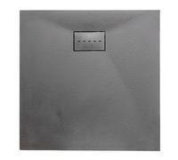 Thermopanel Smc Dark Grey Shower Trays Base Slate Stone Effect Textured Non Slip With Smc Holes Cover - 1700 X 900mm