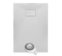 Thermopanel SMC White Shower Trays Base Slate Stone Effect Textured Non Slip with Waste and SMC Holes Cover - 1200 x 900mm