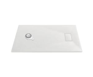 Thermopanel SMC White Shower Trays Base Slate Stone Effect Textured Non Slip with Waste and Solid Cover - 1400 x 800mm