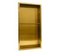 Thermopanel Stainless Steel Recess Shower Niche - Modern & Elegant Recessed Shelf Organizer, Rustproof Stainless Steel, Pre-Assembled Waterproof Wall Shelf for Bathroom Storage,Gold, 305 x 610 x 103mm