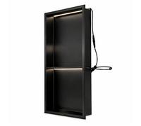 Thermopanel Stainless Steel Shower Niche With Led Lighting - Matte Black (80mm Depth) - 305 X 610 X 80mm With Shelf