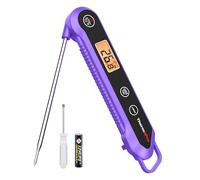 ThermoPro Food Thermometer, IPX6 Waterproof Cooking Thermometer Foldable Probe with Backlight/Calibration/Lock Fuction, Kitchen Digital Instant Read Use for Chicken, Beef, Fish, Pork, Ham, Purple