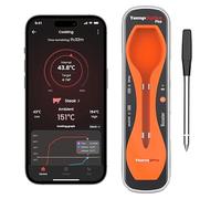 ThermoPro TempPro Plus 182M Wireless Meat Thermometer with Upgraded Ultra-Thin Probe, Bluetooth Meat Thermometer Wireless for Outside Grill, Smoker Thermometer for BBQ Oven Rotisserie Sous Vide