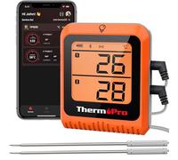 ThermoPro TempPro TP25H2 Wireless Bluetooth BBQ Meat Thermometer 150m, Rechargeable Wireless Thermometer with Smart App, Dual Temperature Food Probes for Cooking