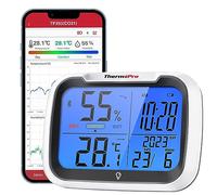 ThermoPro TempPro TP393B Digital Hygrometer with Clock Room Thermometer for Home, Auto Sync Data via Bluetooth with 80M Range, Desk Clock Displays Tempeture Humidity with Backlit for Bedroom